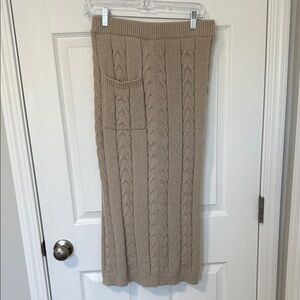 Anthropologie Cable Knit Neutral MIDI Sweater Skirt
